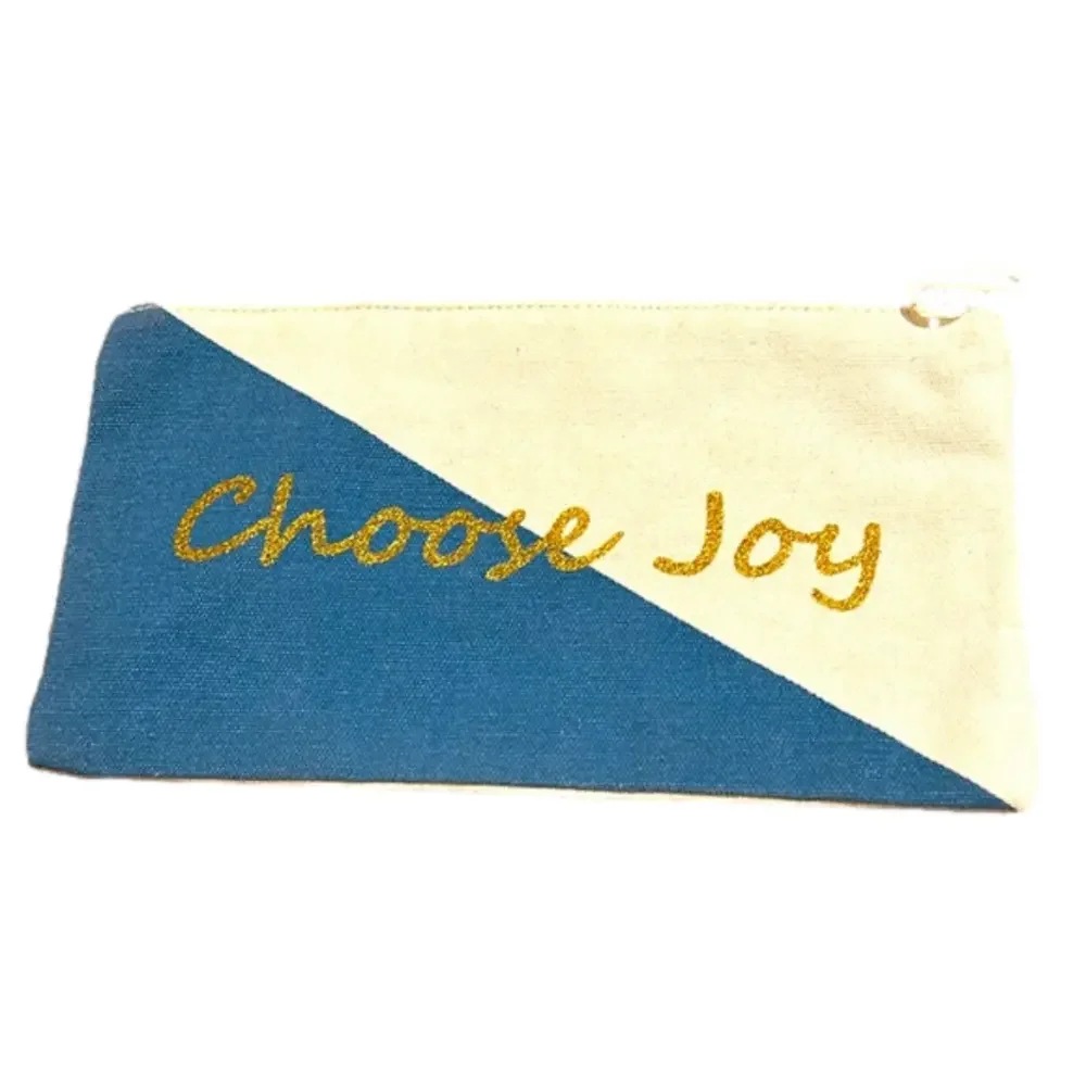 💥 2/$10  Winter Wonder CHOOSE JOY canvas pouch cosmetic bag